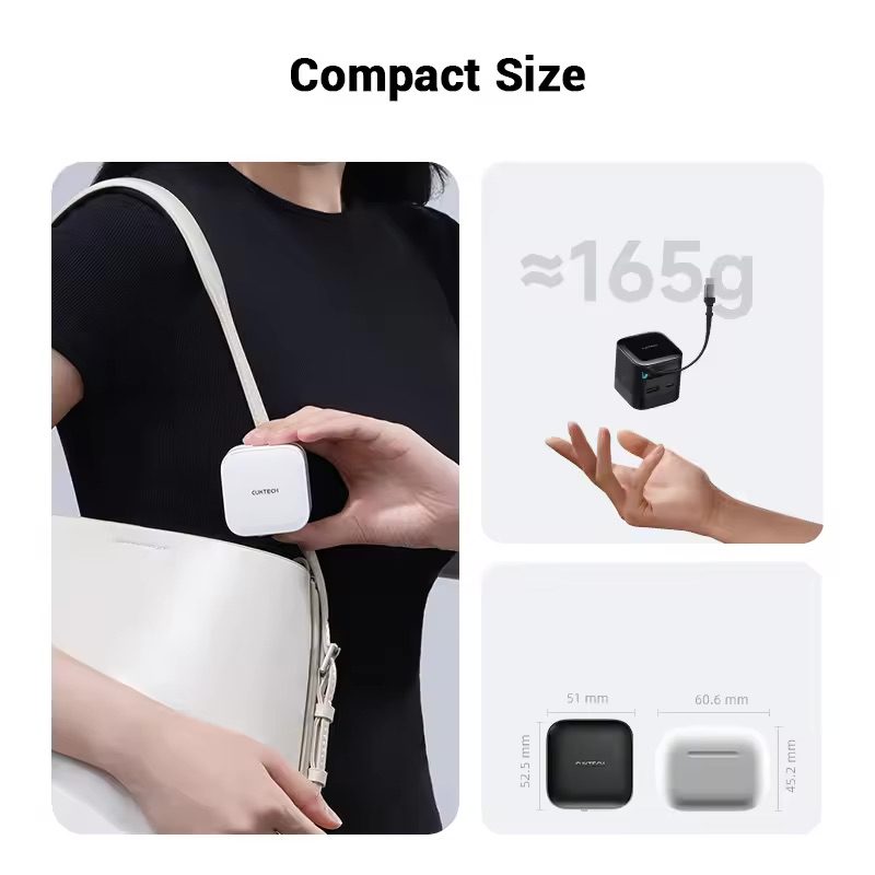 CUKTECH AD653W Củ sạc mini có cáp thu gọn 67W 15 Thiết kế mini nhỏ gọn tích hợp cáp thu gọn