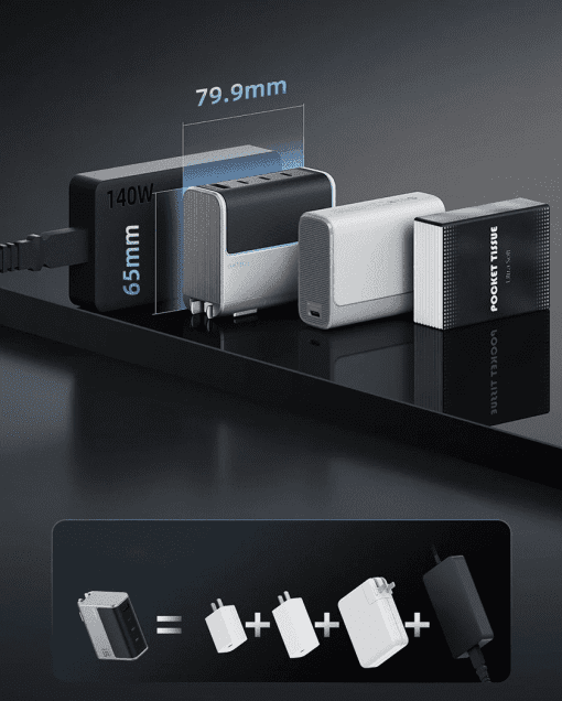 Webmau16.com Sac Nhanh Cuktech 140w Gan Charger 4 Ports Ad1404u 9