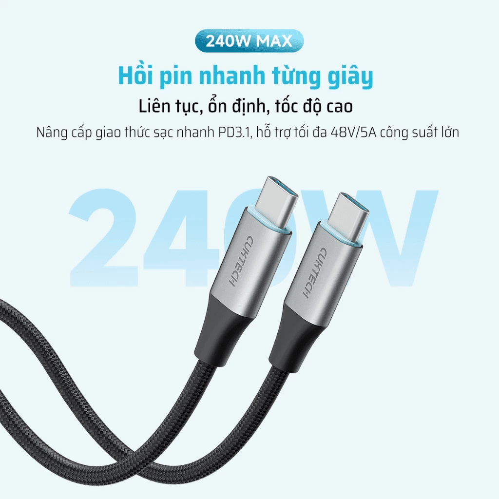 Cáp Sạc Nhanh Type-C 1.5m CUKTECH CMC615