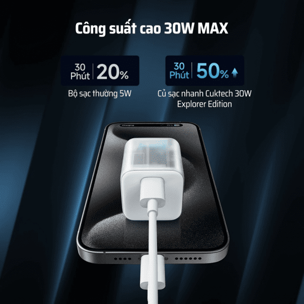 Sạc nhanh trong suốt nhỏ gọn Cuktech AD301N - Ảnh 2
